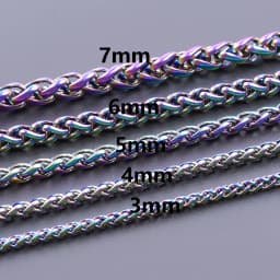 Width 3/4/5/6/7mm Stainless Steel Necklace For Women Men Link Chain Around Neck Decoration Rainbow Silver Color Trendy Necklaces