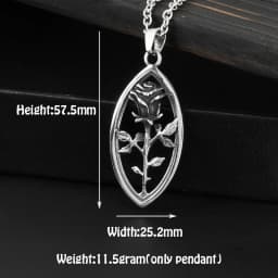 316L Stainless Steel Fashion Retro 3D Rose Men's Pendant Necklace European and American Trendy Men's Jewelry Couple Gifts