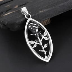 316L Stainless Steel Fashion Retro 3D Rose Men's Pendant Necklace European and American Trendy Men's Jewelry Couple Gifts