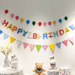 Ins Boy Girl Happy Birthday Room Garland Banner Pennant Background Decoration Baby Shower Animal Princess Theme Hanging Flags