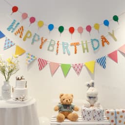 Ins Boy Girl Happy Birthday Room Garland Banner Pennant Background Decoration Baby Shower Animal Princess Theme Hanging Flags
