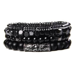 Fashion Natural Stone Beads Men Bracelet Multilayer Black Lava Onyx Beads Charm Punk Bracelet Bangles Women Jewelry Couples Gift