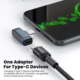 Toocki 90 Degree Lightning to Type C Adapter OTG Connector Digital Display PD 60W Fast Charge for iPhone 16 15 Lightning to USBC