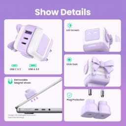 UGREEN 65W GaN Charger Uno Robot Design Quick Charge 4.0 3.0 PPS for iPhone 18 17 Pro Macbook Air Laptop Tablet PD Fast Charger