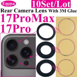 10pcs A+ Back Camera Glass for iPhone 17 Air 16 Plus 15 Pro Max 14 13 Mini 12 Rear Camera Glass Lens Cover Holder Parts