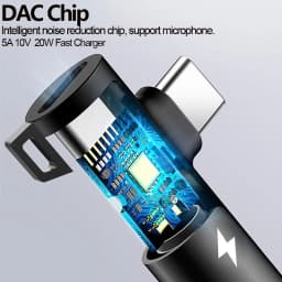 Digital Decoding USB Type C to 3.5mm Jack Headphone Adapter Splitter Fast Charger 20W for Samsung S22 S20 Xiaomi 11 12 iPhone 15