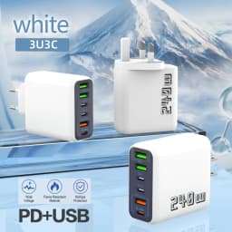 240W 6 Port USB C PD Charger Super Fast Charging PD3.0 USB C Type C Mobile Phone Charger For iPhone 17 16 pro Samsung Xiaomi