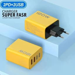 4 Port USB Charger Total 120W Fast Charging EU/US/UK Plug Wall Charger Mobile Phone Power Adapter For Phone Charge Type C Cable