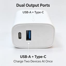 Dual Port PD Fast Charger AU Plug, USB-C + USB-A Wall Charger Adapter for iPhone, Samsung, Android Phones & Tablets