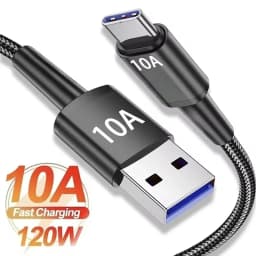 10A 120W Cable Super Fast Charge Cable Highspeed Data Transfe USB A To TypeC Data Cord Knit Cable For Phone Quick Charging Cable