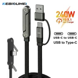 KEBIDUMEI Foldable Charging Cable With Integrated Stand Fast Charging Cable Phone Tablet 240W Ultra-Fast Data Cable Phone Holder