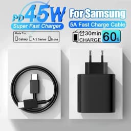 45W PD Fast Charging For Samsung S22 S23 Ultra Note10 Plus Mobile Phone USB Type C Cable Fast Quick Charging Wall Adapter