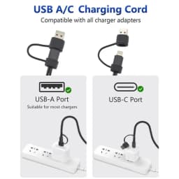 20cm 1 to 2 Out Dual USB C Charging Cord, Short USB Type C to Type C Splitter Cable, Portable Multi USB-C Hubs Charging Cable
