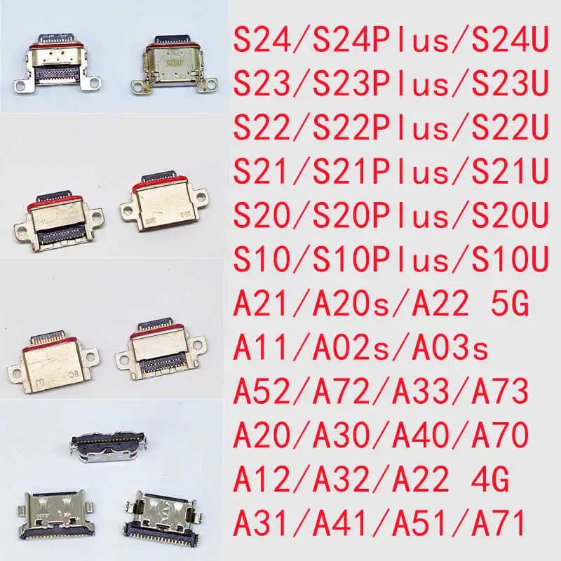 10pcs For SamSung Galaxy S24 S23 S22 S21 S20 Plus Ultra A22 A12 A11 A51 A71 A52 A72 A73 A03S USB Charging Port Charger Connector