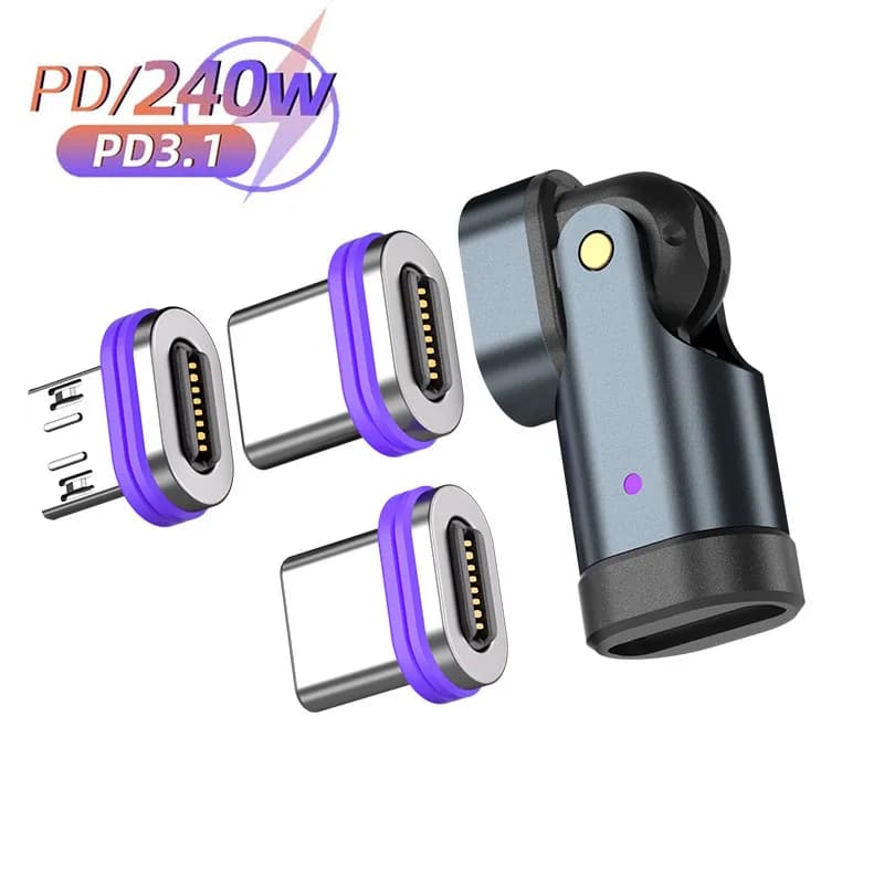 16Pin 240W Magnetic USB C to Type C OTG Adapter Fast Charge Cable Converter for iPhone 16 15 MacBook Pro Xiaomi Samsung