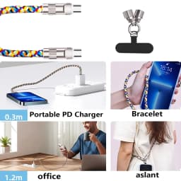 240W Fast Charging USB-C to C-type Data Cable, Suitable For Type-C Phone Lanyard And Charging Cable 2-in-1 C-to-C Neck Wristband