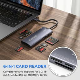 6 In 1 USB Type-C Card Reader SD TF CF MS XD M2 Memory Card Reader 480Mbps Adapter for iPhone 15 16 17 Laptop PC