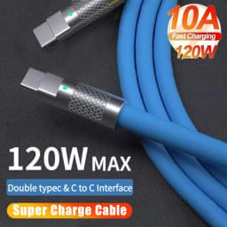 10A 120W Super Fast Charging Cable PD Type-C Liquid Silicone 1/1.5/2M C to C Quick Charging Cable for Xiaomi iPhone