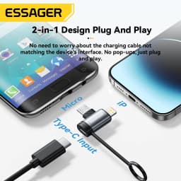 Essager 2 IN 1 Lighting/Micro Adapter Fast Charging USB Type C Female Connector For iPhone 17 16 15 14 13 12 11 IPad Converter
