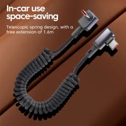 100W Type C/USB Bend Spring Data Cable Super Fast Charging Dual Type-C Mobile Charging Cable Car Retractable for iphone Samsung