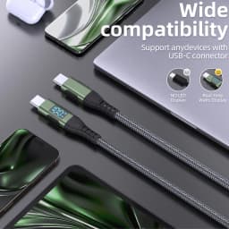 LAIHONEN New 100W LED Digital Display Quick Charge USB Type C Cable for iPhone 16 15 16 Pro Max 16 15 Plus 10FT USB A to USB C
