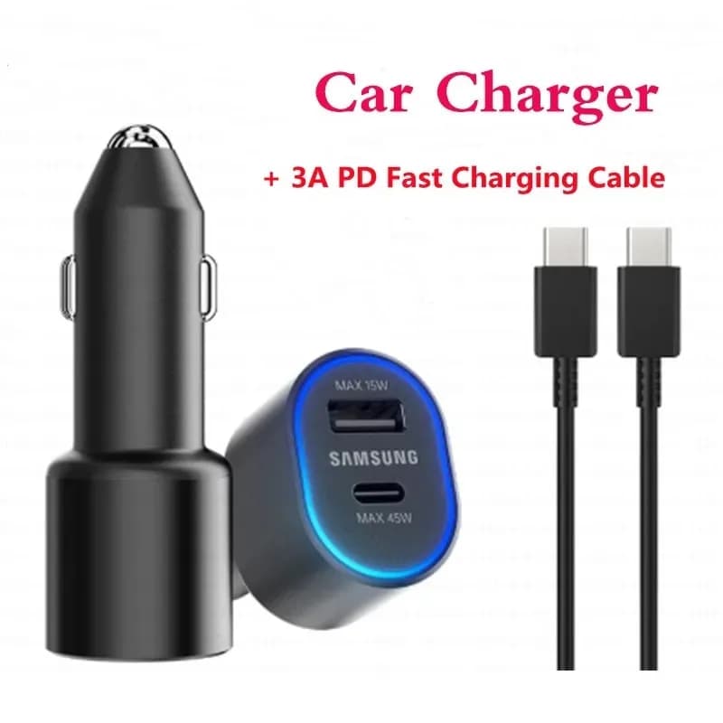 Samsung Dual Usb Car Charger 60w 45w 15w Type C Auto Chargeur Cargador For Galaxy A15 A14 A16 S24 Note20 Ultra Z Flip Fold 5 6 7
