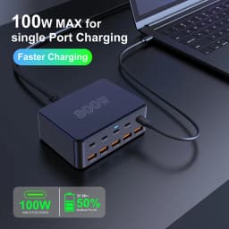 800W USB C GaN Charger 100W PD3.0 PPS QC3.0 10-Port Fast Charging Station for iPhone 16/15 Samsung MacBook Pro Laptops Tablets