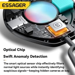 Essager Mini Hidden Camera Detector Portable Anti-Spy Infrared Lens Finder Anti-Peeping Gadget ForTravel Hotel Bathroom Security