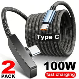 90 Degree 10A USB Type-C Cable 100W Quick Charging Data Transfer Cable Portable Right Angle USB-C Wire Durable For Phone Gaming
