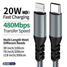 MFi Certified USB C to Lightning Cable 20W Nylon Braided Fast Charging Cord for iPhone 14-8 iPad AirPods 1m 2m 3m