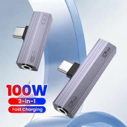USB Type C To 3.5 Jack Earphone Adapter USB-C 3 5mm Audio Converter For IPhone 15 16 17 2 IN 1 10W/100W Charging Audio Adapter