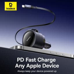 Baseus 90W Car Charger Type-C iP Dual Retractable Cable Phone Charger PD QC SCP AFC PPS Fast Charging For iPhone Samsung Xiaomi