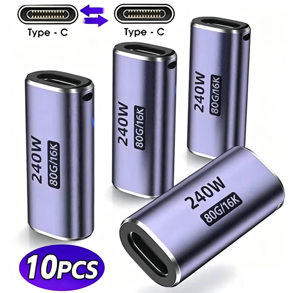 1/5/10pcs 240W PD USB C Female To Female Adapter 80Gbps High-Speed 16K 60Hz Video for MacBook Pro Air IPad Type-C HUB Converter