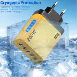 5 IN 1 GaN Desktop Charger 240W Fast Charging Adapter 10A USB to Type-C Cable 3PD 2USB Charger for iPhone 17 16 Pro Laptop Samsu