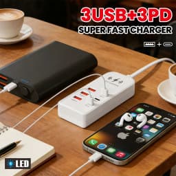 6 in 1 USB Charger PD Type C Fast Charging Wall Charger Multiport USB TypeC Hub Adapter EU/US Plug Quick Charger Expander Socket