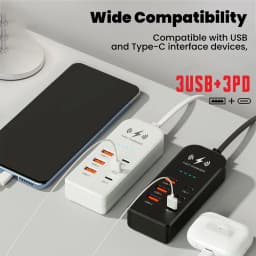 6 in 1 USB Charger PD Type C Fast Charging Wall Charger Multiport USB TypeC Hub Adapter EU/US Plug Quick Charger Expander Socket