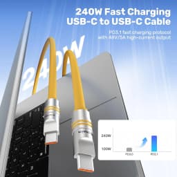 Hichain 240W USB C To Type C Fast Charging Cable 1.2M/2M Liquid Silicone Type C Cable For iphone For Samsung For Huawei Tablets