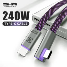 90° Elbow Fast Charging Game Cable PD 240W USB C to Type C Charge Cord 480 Mbps Data Transfer Cable for Phone Laptop Samsung