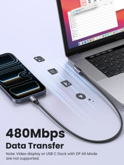 UGREEN 90-Degree USB-C to USB-C Cable PD60W Fast Charging for iPhone 17 Samsung S25 iPad Type-C Cable Cord 20V 3A Gaming Cable