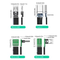 Flat Flexible Straight Up Down & Left & Right Angled 90 Degree MicroUSB to USBC Data Cable QXNF