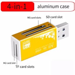 4In1 TF Micro SD M2 MS Memory Card Reader High Speed USB2.0 MMC Adapter Plug For Laptop Computer Desktop Pc Vehicle Speaker