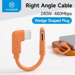 Hagibis USB C to USB C Cable Magnetic Power Bank Short Right Angle Type-C Fast Charging Cord PD 240W for iPhone 17/16/15 Pro Max