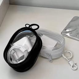 Portable Mini Transparent Storage Bag with Zipper, Multifunctional Headphone and Charger Case, Travel Accessories with Keychain