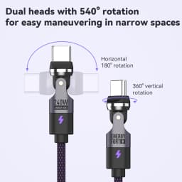 240W PD3.1 Fast Charging Cable 540° Rotation Type C to C 5A Cable for iPhone MacBook Samsung UGREEN/Anker powerbank