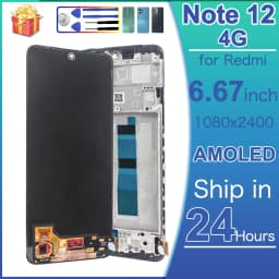 Super AMOLED LCD for Redmi Note 12 4G LCD Display Touch Screen Digitizer Assembly for Redmi Note 12 4G 23021RAAEG 23021RAA2Y