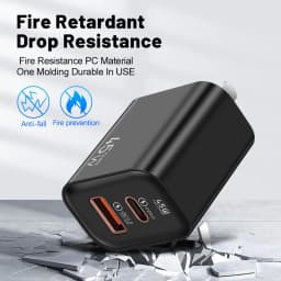 45W GaN Fast Charger Dual Port USB C PD3.0 QC3.0 Quick Charging Block Fireproof PC Wall Adapter For Smart Mobile Phones