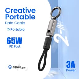 Fast Charging Type C TO Type C Cable Keychain 65W PD for iPhone 15 Xiaomi Samsung Type c to ios Portable Data Cable Keycha