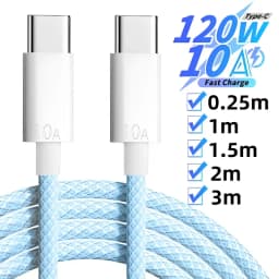 PD 120W Fast Charging Type C To C Data Cable for Apple IPhone 16 15 Pro Max Plus Fast Data Line 0.25-3M USB C Type-c Charge Wire