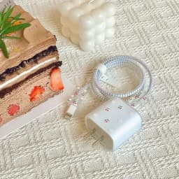 Cherry Frosted Cable Charger Protector Cover For IPhone IPad 18W 20W Original Charger New Data Line Spiral Winder Protective