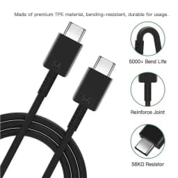 1m 1.5m 2m 5A 45W PD USB-C Super Fast Charge Type-C Cable for Samsung S21 FE S22 Plus S23 S24 Ultra Note 20 A14 A15 A33 A34 A53